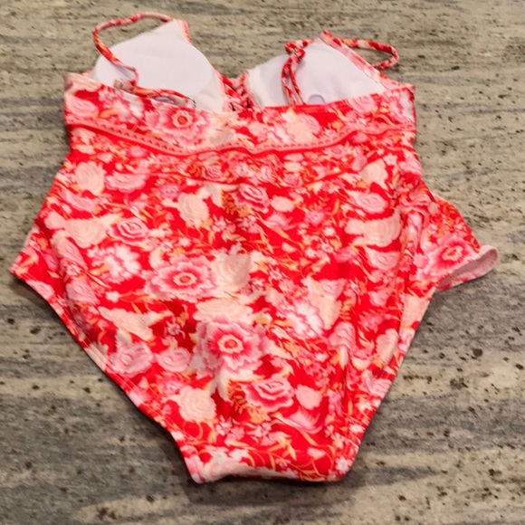 Floral Lace-Up & Tassels Swimsuit - Picture 8 of 8